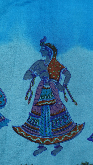 Blue Silk Printed Sari - Preloved