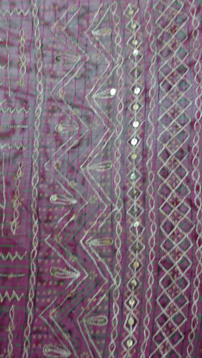 Navy Blue And Magenta Vintage Chiffon With Gold Tilla Work - New