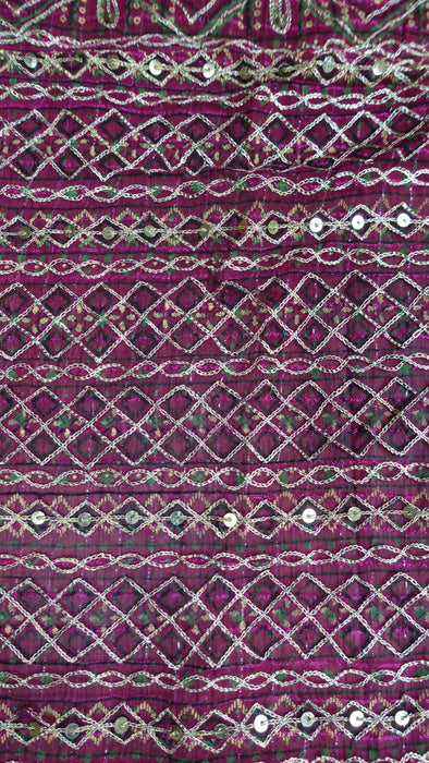 Navy Blue And Magenta Vintage Chiffon With Gold Tilla Work - New