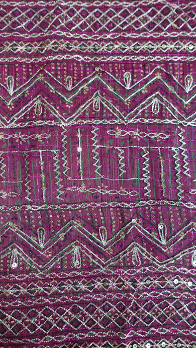 Navy Blue And Magenta Vintage Chiffon With Gold Tilla Work - New