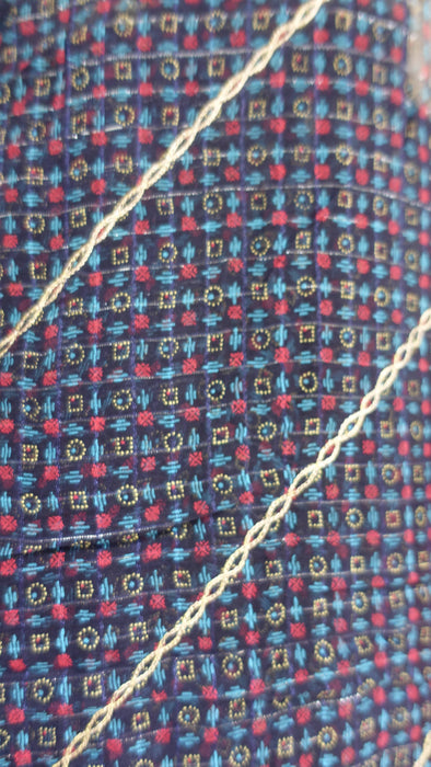 Navy Blue And Magenta Vintage Chiffon With Gold Tilla Work - New