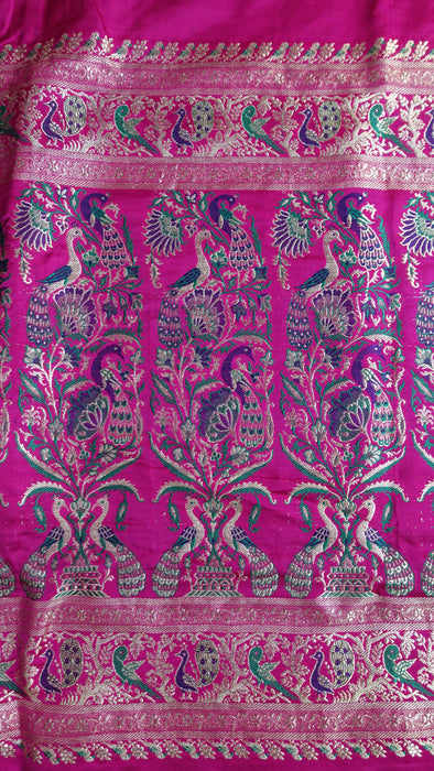 Pink Sateen Silk Sari With Blouse To Fit 34 Bust - Preloved