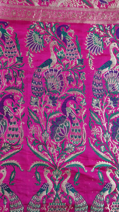 Pink Sateen Silk Sari With Blouse To Fit 34 Bust - Preloved