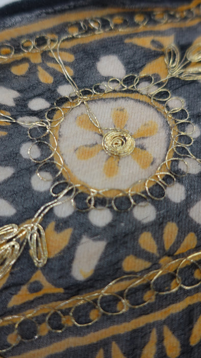 Black Vintage Embroidered  Sari - New
