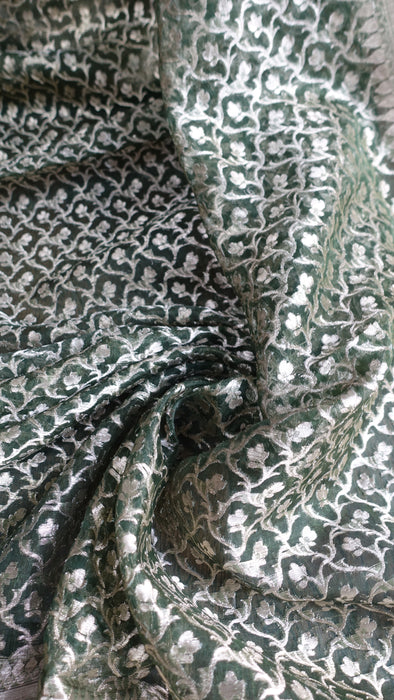Green And Gold Vintage  Silk Organza Sari - New