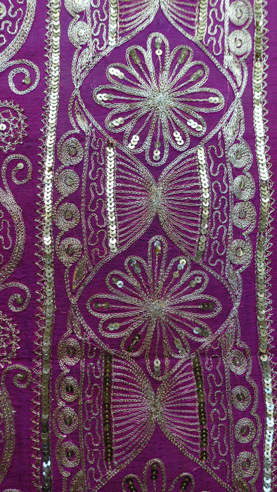 Hot Pink Gold Sequinned Vintage Sari - New