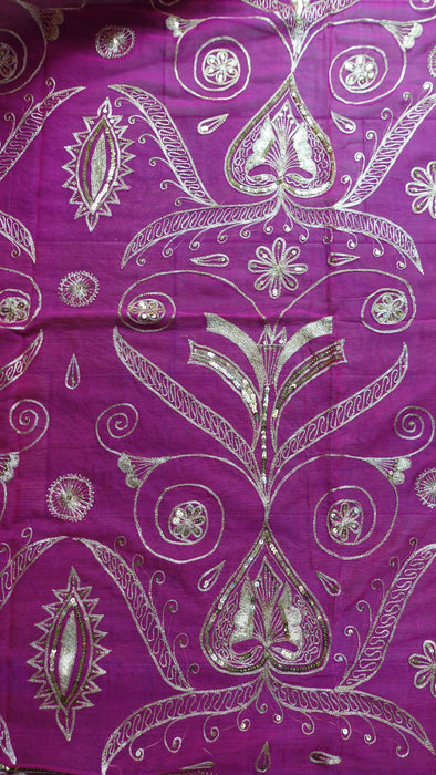 Hot Pink Gold Sequinned Vintage Sari - New