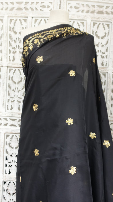 Black Gold Sequinned Vintage Sari - New