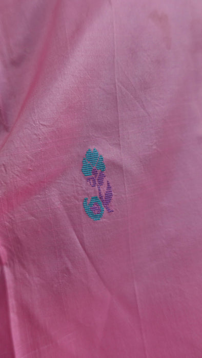 Soft Pink And Aqua Blue Silk Sari With Blouse To Fit 42 Bust - New