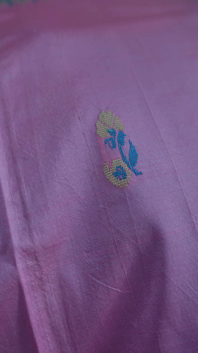Soft Pink And Aqua Blue Silk Sari With Blouse To Fit 42 Bust - New