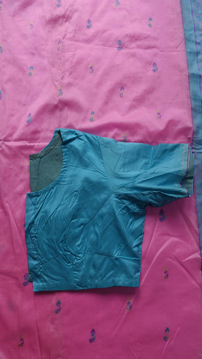 Soft Pink And Aqua Blue Silk Sari With Blouse To Fit 42 Bust - New