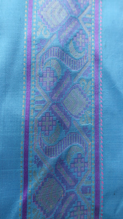 Soft Pink And Aqua Blue Silk Sari With Blouse To Fit 42 Bust - New