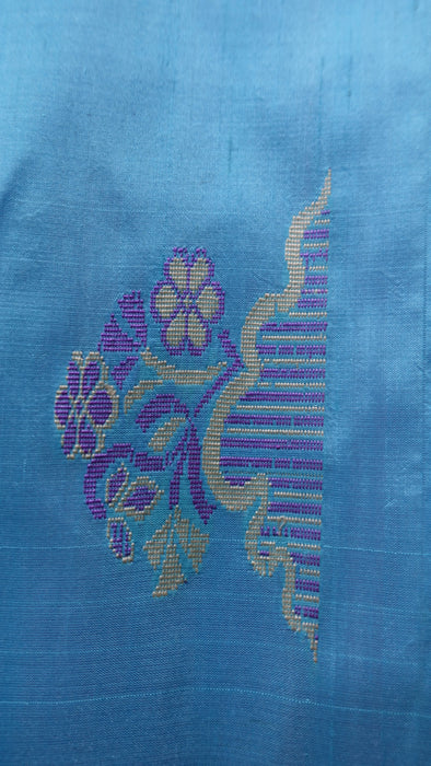Soft Pink And Aqua Blue Silk Sari With Blouse To Fit 42 Bust - New