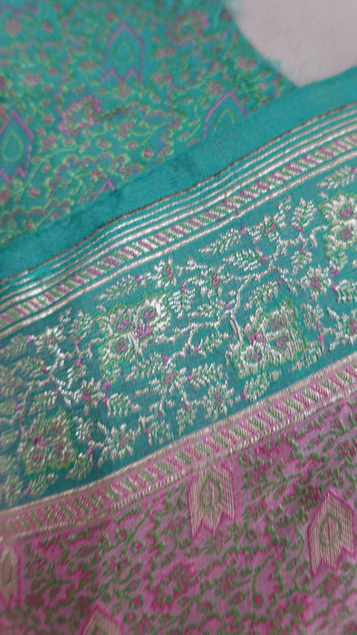 Soft Blue And Pink Sari With Blouse To Fit 36 Bust - New