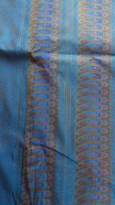 Blue Woven Silk  Sari With Blouse To Fit 35 Bust - New