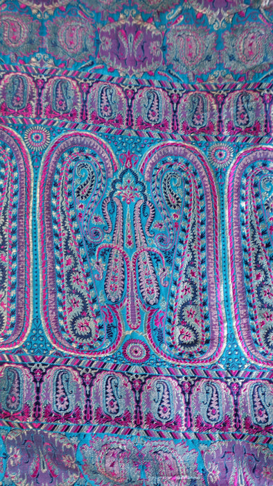 Blue Silk With Banarsi Detailing Blouse To Fit 35 Bust - Preloved