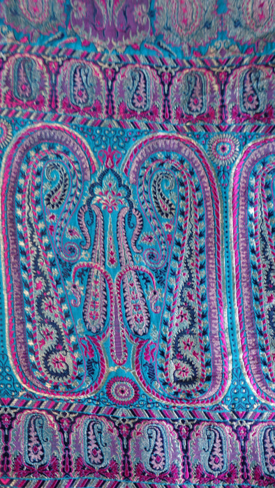Blue Silk With Banarsi Detailing Blouse To Fit 35 Bust - Preloved