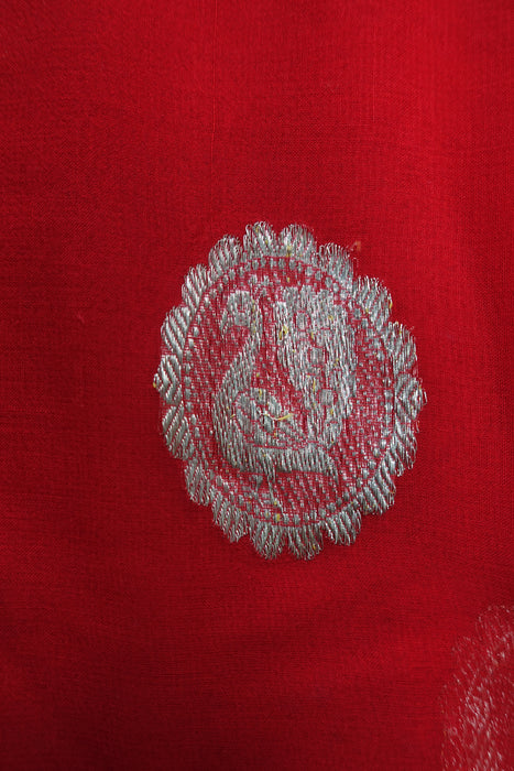 Red Silk Chiffon Banarsi Sari - New