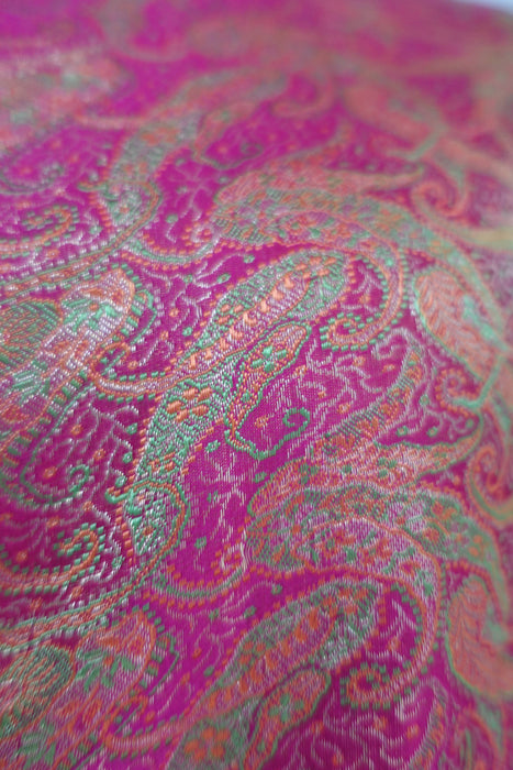 Pink And Green Vintage Sari With Blouse Piece - New