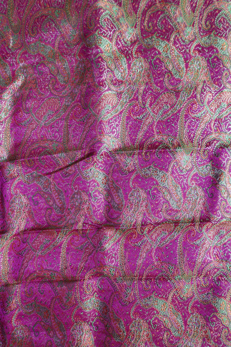 Pink And Green Vintage Sari With Blouse Piece - New