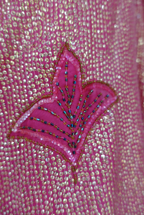 Pink Sequinned Vintage Wedding Sari - New