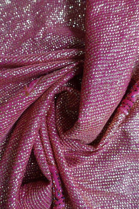 Pink Sequinned Vintage Wedding Sari - New