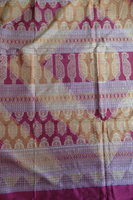 Grey And Maroon Pure Silk Sari With Blouse To Fit 34 Bust - Preloved