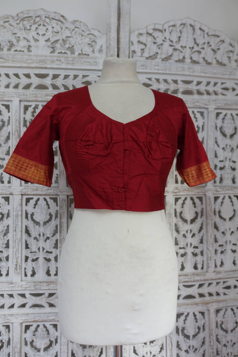 Grey And Maroon Pure Silk Sari With Blouse To Fit 34 Bust - Preloved