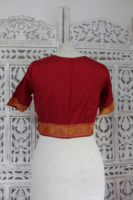 Grey And Maroon Pure Silk Sari With Blouse To Fit 34 Bust - Preloved
