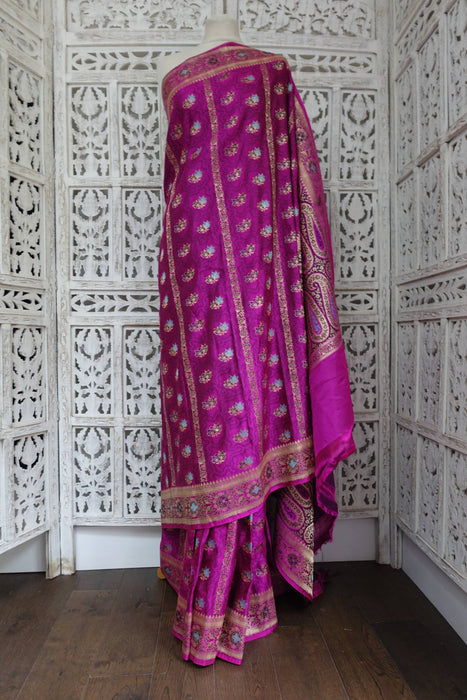 Pink Magenta Vintage Silk Sari -Preloved