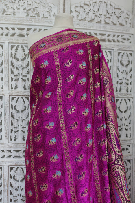 Pink Magenta Vintage Silk Sari -Preloved