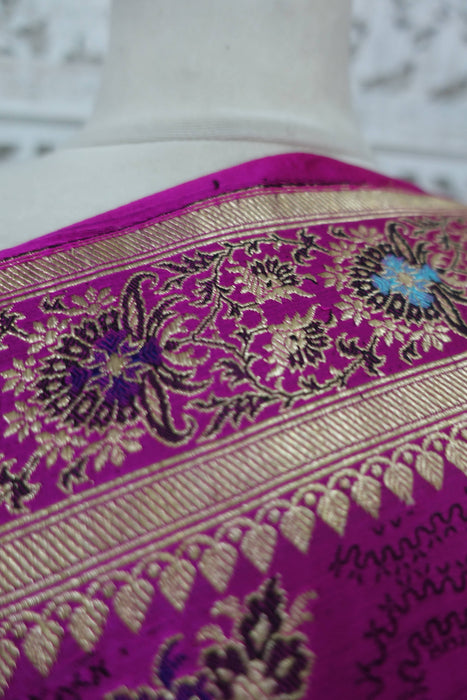 Pink Magenta Vintage Silk Sari -Preloved