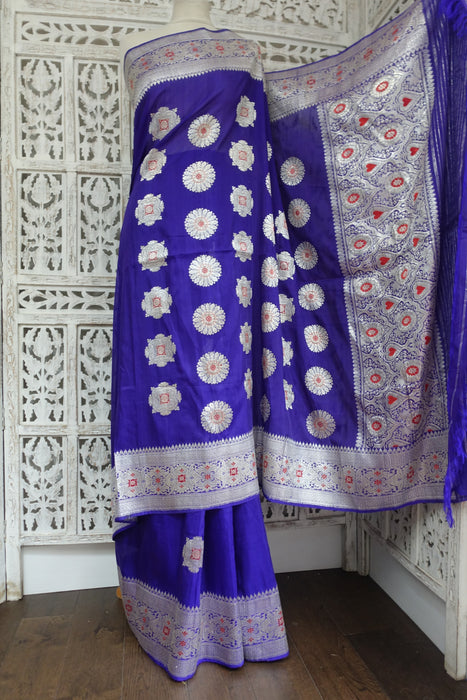 Purple Silk Blend Vintage Sari - New