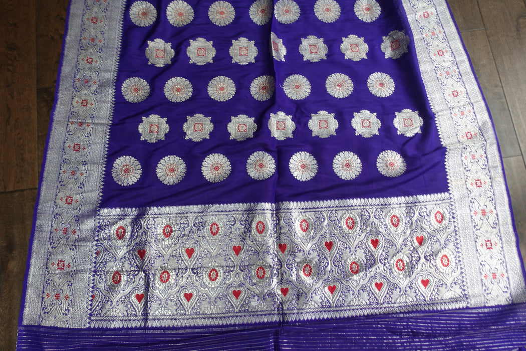 Purple Silk Blend Vintage Sari - New