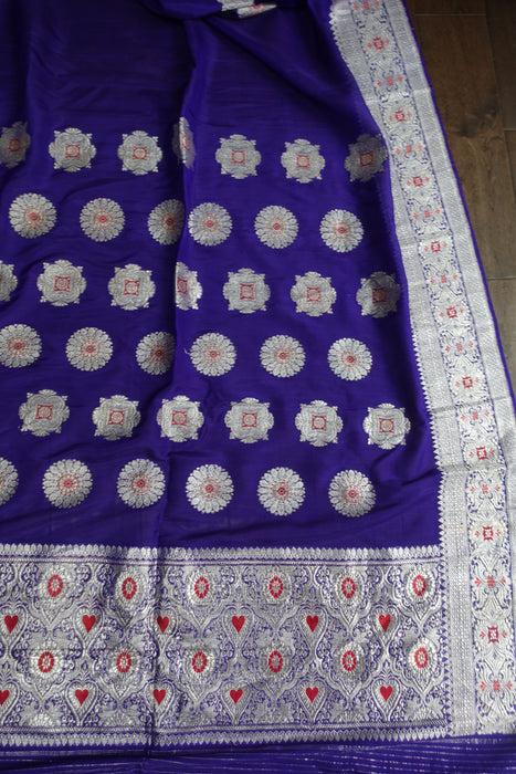 Purple Silk Blend Vintage Sari - New