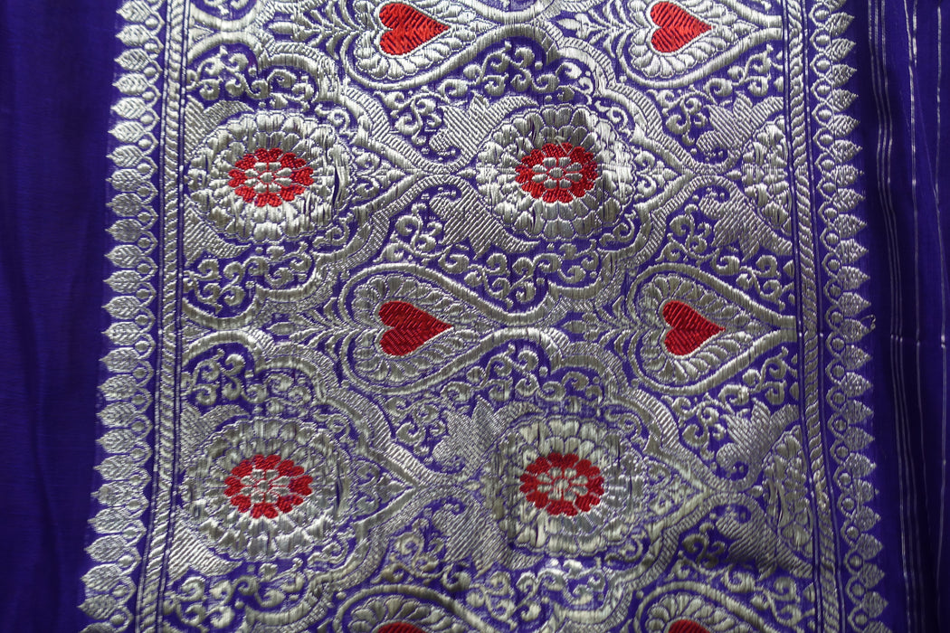 Purple Silk Blend Vintage Sari - New