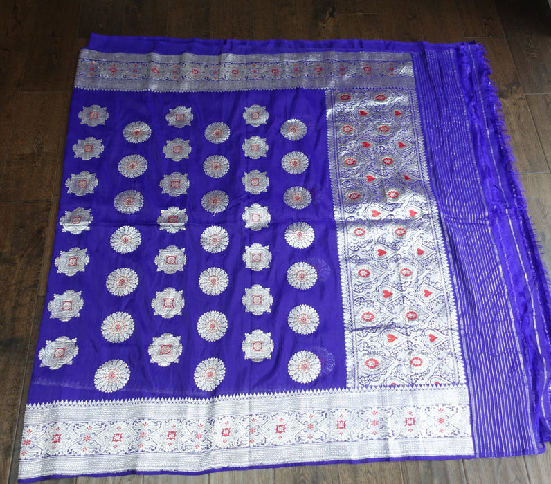 Purple Silk Blend Vintage Sari - New