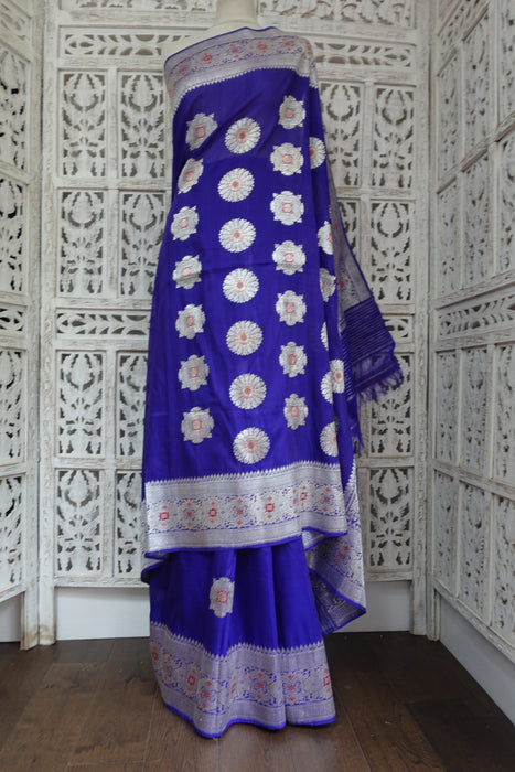 Purple Silk Blend Vintage Sari - New