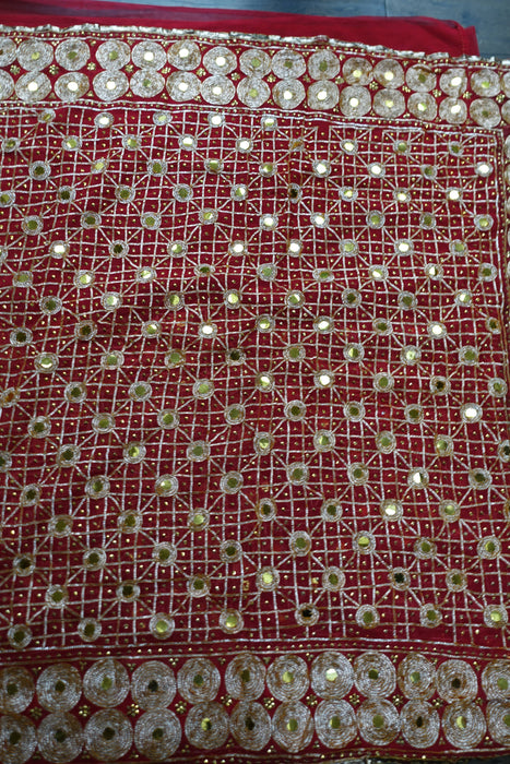 Red Wedding Gold Gota Vintage Wedding Sari - Preloved