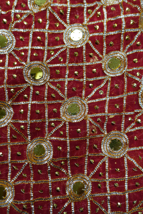 Red Wedding Gold Gota Vintage Wedding Sari - Preloved