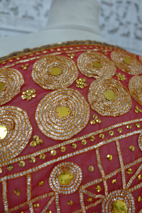 Red Wedding Gold Gota Vintage Wedding Sari - Preloved