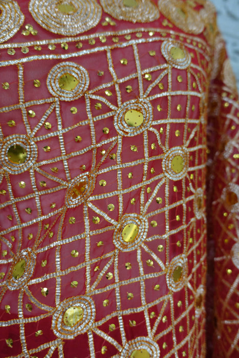 Red Wedding Gold Gota Vintage Wedding Sari - Preloved