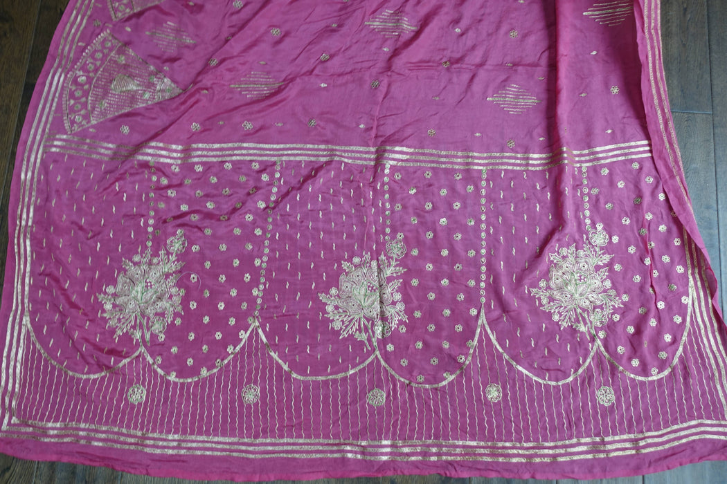 Dusky Silk Vintage Tilla Embroidered Sari - Preloved