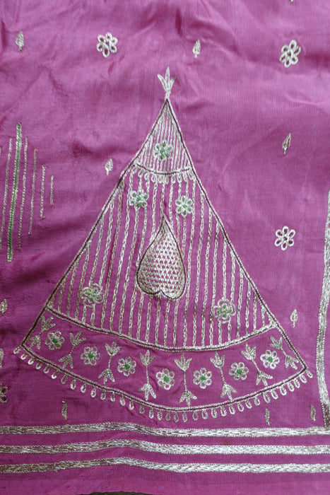 Dusky Silk Vintage Tilla Embroidered Sari - Preloved