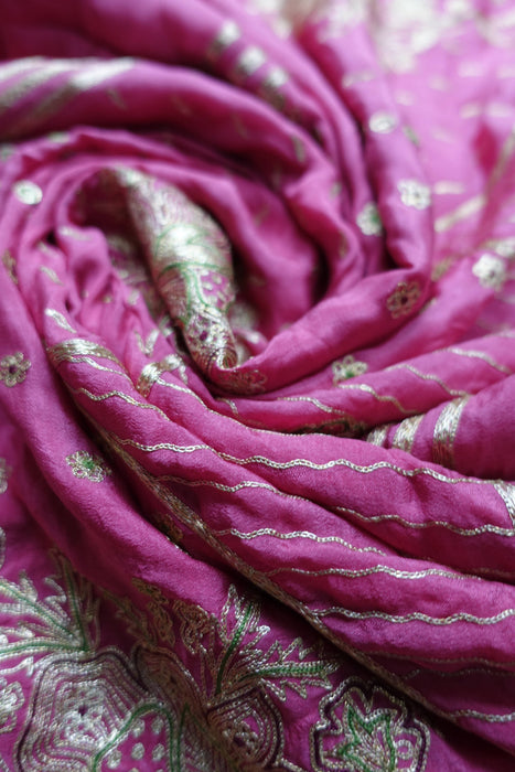 Dusky Silk Vintage Tilla Embroidered Sari - Preloved