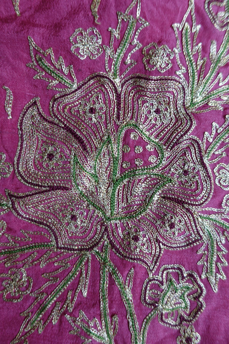 Dusky Silk Vintage Tilla Embroidered Sari - Preloved