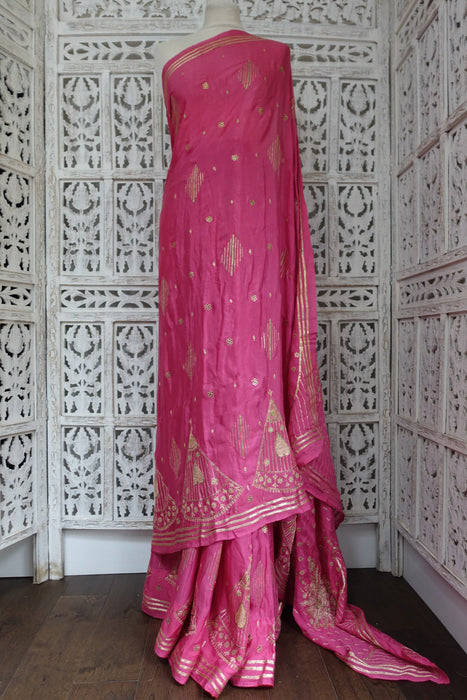 Dusky Silk Vintage Tilla Embroidered Sari - Preloved