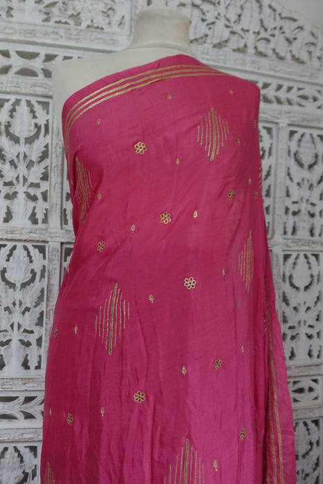 Dusky Silk Vintage Tilla Embroidered Sari - Preloved