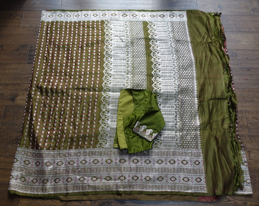 2 Tone Green Silk Tanchoi Sateen Silk - Preloved