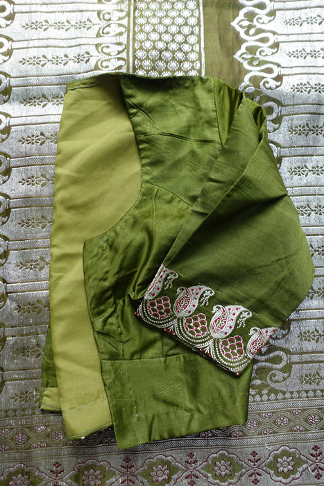2 Tone Green Silk Tanchoi Sateen Silk - Preloved